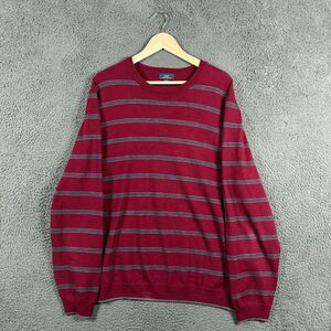 Brooks Brothers Sweater Mens 2XL XXL Red Striped Merino Wool Crewneck Pullover
